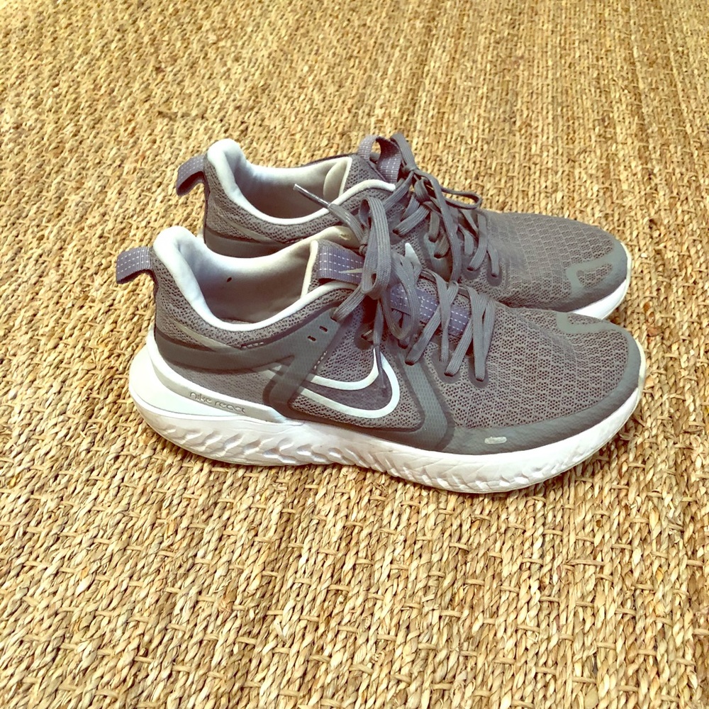 Gray Nike React Running Shoes